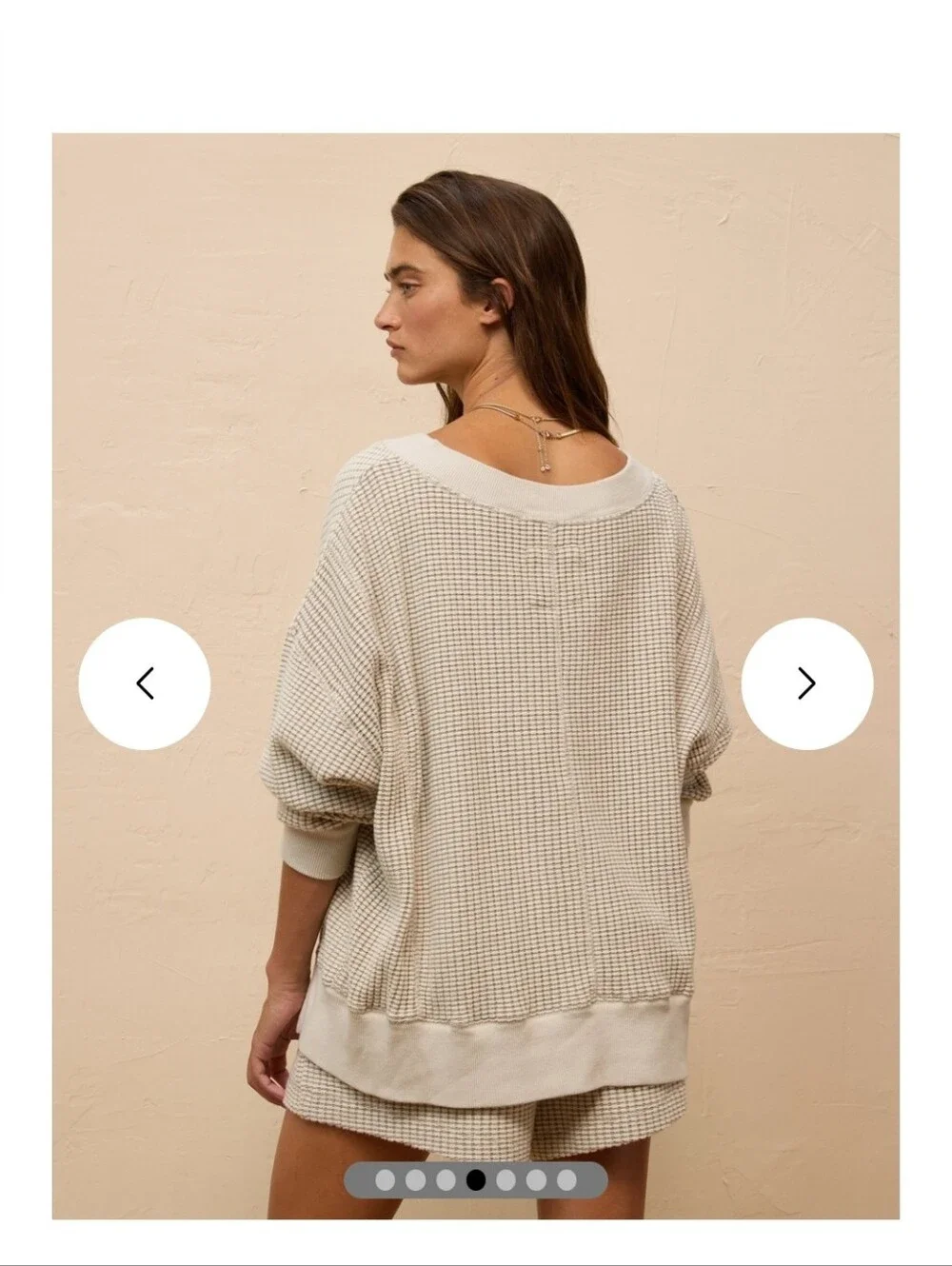 American Eagle Big Hug V-Neck Oversized Waffle Sweatshirt - Picture 2 of 10
